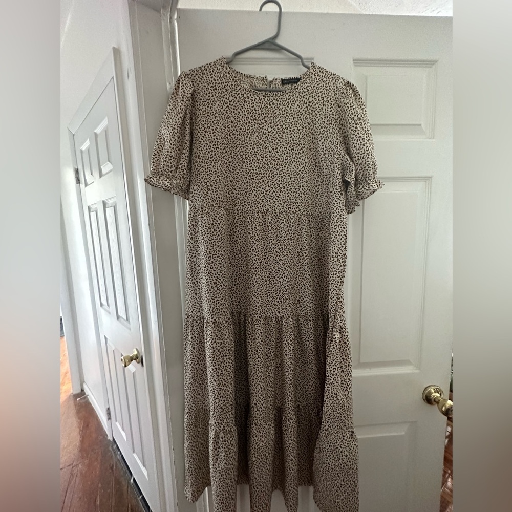 Midi Dress with Puff Sleeves